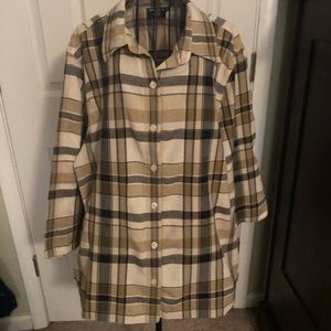 Ladies black and beige buttoned down shirt